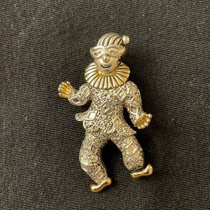 Silver & Gold Plates Clown Brooch/Pendant.